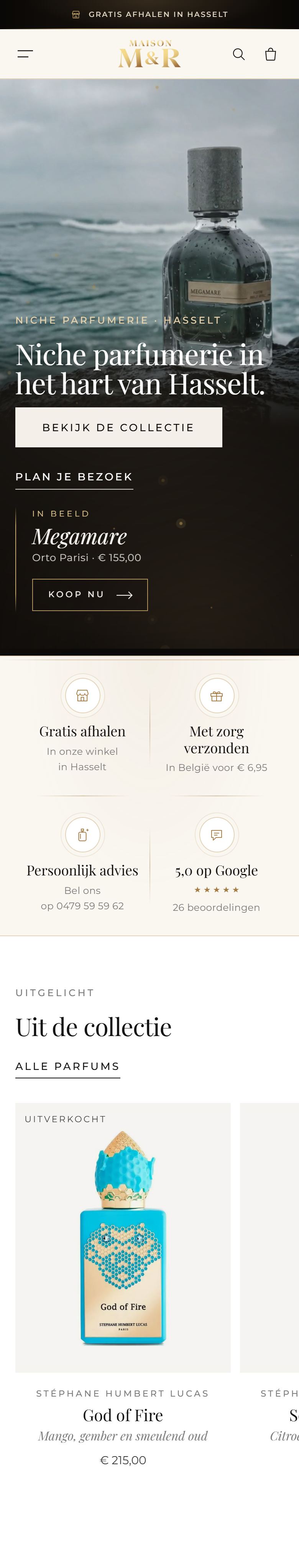 De website maisonmenr.be op een gsm